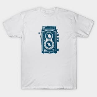 Vintage Blue Camera Vector Illustration T-Shirt